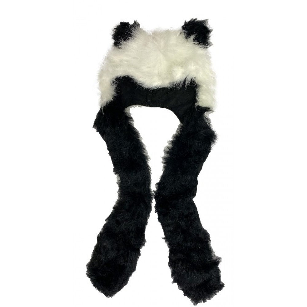 Gorro y bufanda con diseño de panda 2 en 1 con bolsillos adicionales, 29 cm x 20 cm
