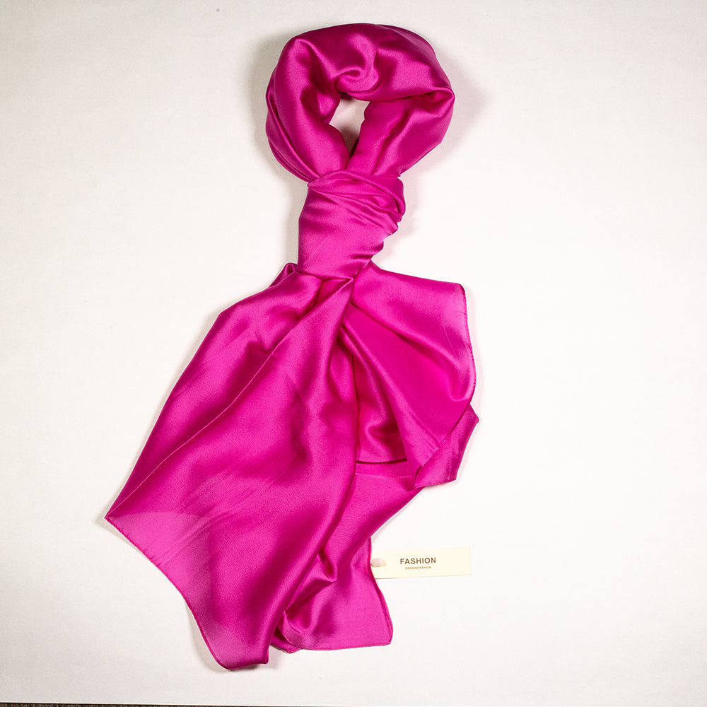 Pañuelo 100% Seda, 90 cm x 180 cm, Liso Rosa Fucsia 2 