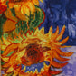 Pañuelo 100% Seda, 90 cm x 180 cm, Seis Girasoles de Van Gogh