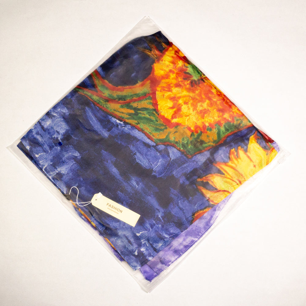 Pañuelo 100% Seda, 90 cm x 180 cm, Seis Girasoles de Van Gogh