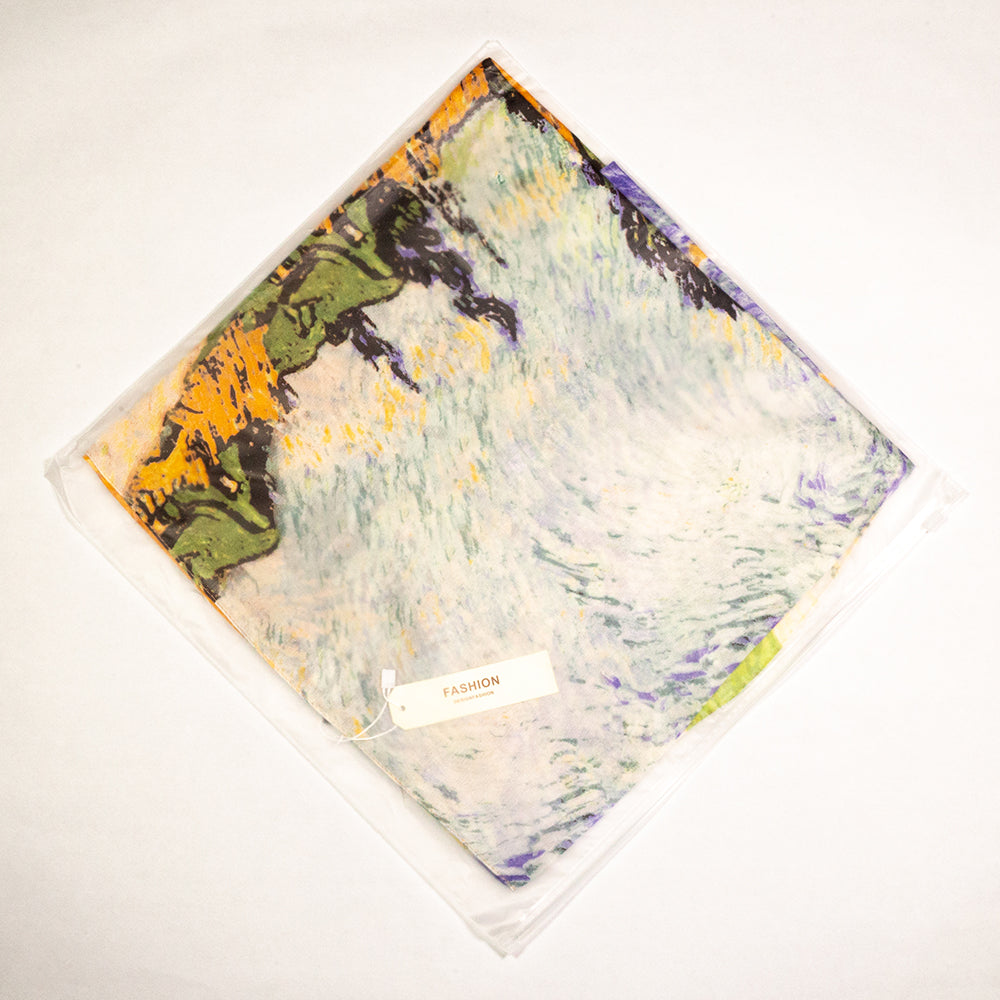 Pañuelo 100% Seda, 90 cm x 180 cm, Ciprés y Estrellade Van Gogh