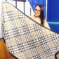 Bufanda de algodón, 90 cm x 180 cm, estampado tartán de azulejos