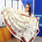 Bufanda de 100% seda auténtica, 90 cm x 180 cm, crema