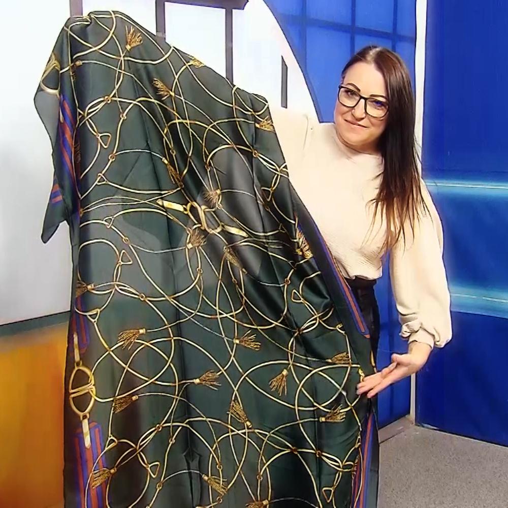 Pañuelo de seda 100% auténtica, 90 cm x 180 cm, verde 3 