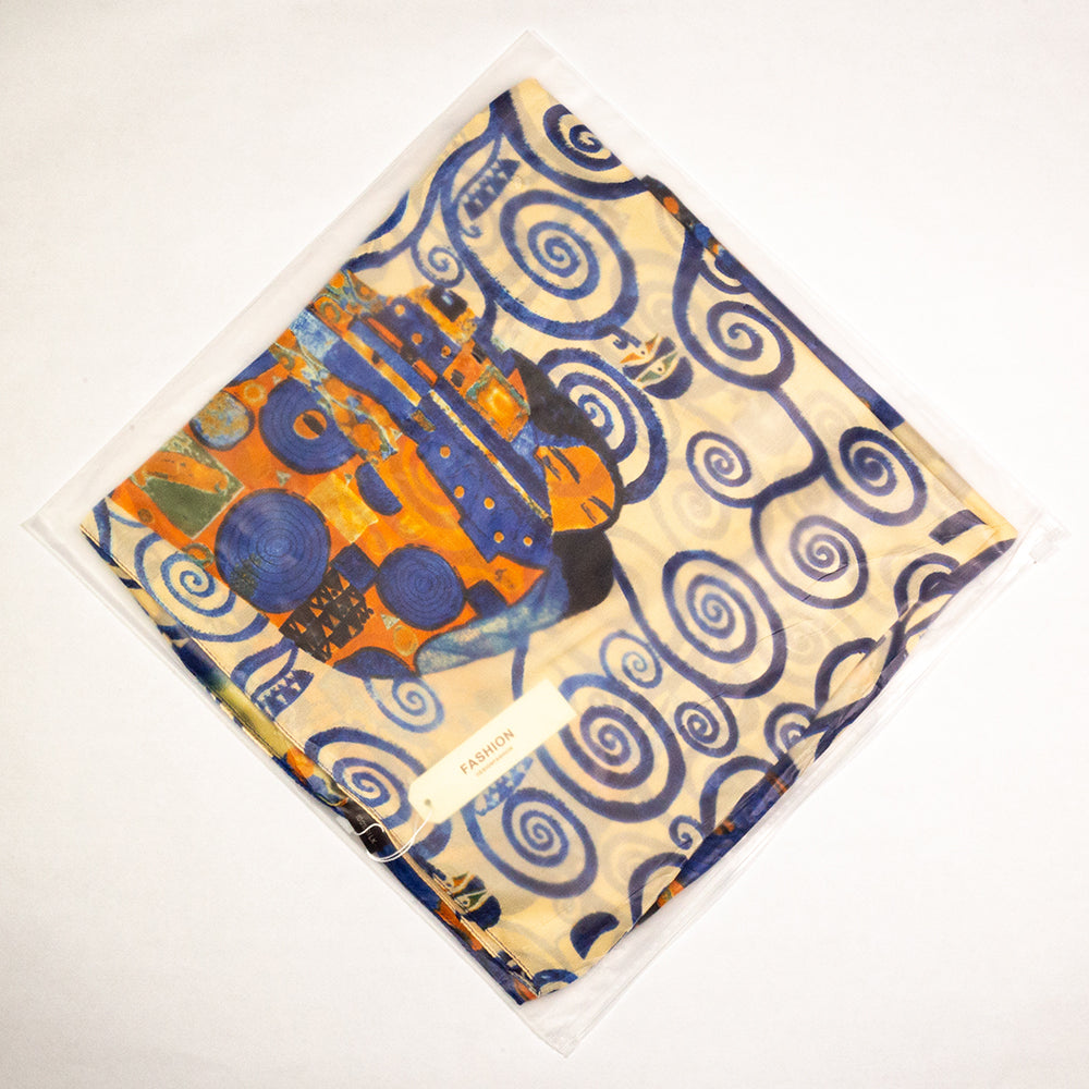 Pañuelo 100% Seda, 90 cm x 180 cm, impresionista Árbol de la vida de Klimt