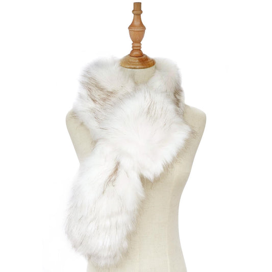 Bufanda lisa de pelo sintético 100 % viscosa blanca, 13,5 cm x 125 cm