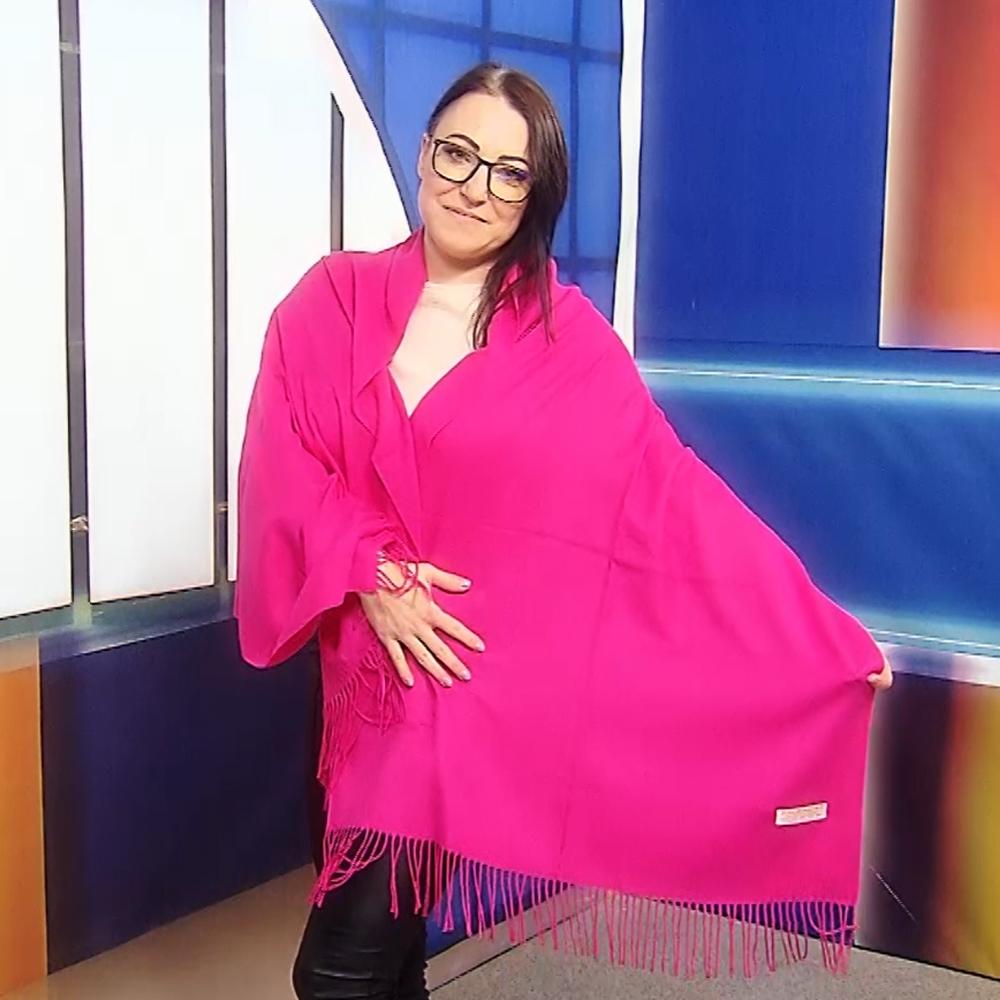 Bufanda de cachemira 100% pashmina auténtica, 70 cm x 170 cm, rosa fucsia 1 