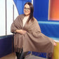 Bufanda de cachemira 100% pashmina auténtica, 70 cm x 170 cm, marrón claro