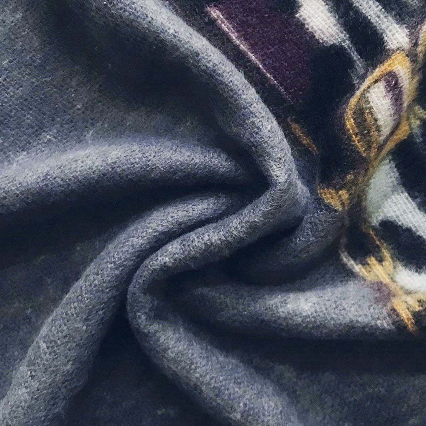 Bufanda de lana estampada, 70 cm x 190 cm, gris