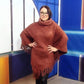 Poncho de punto con cuello alto, 50 cm x 70 cm x 335 cm, marrón oxidado