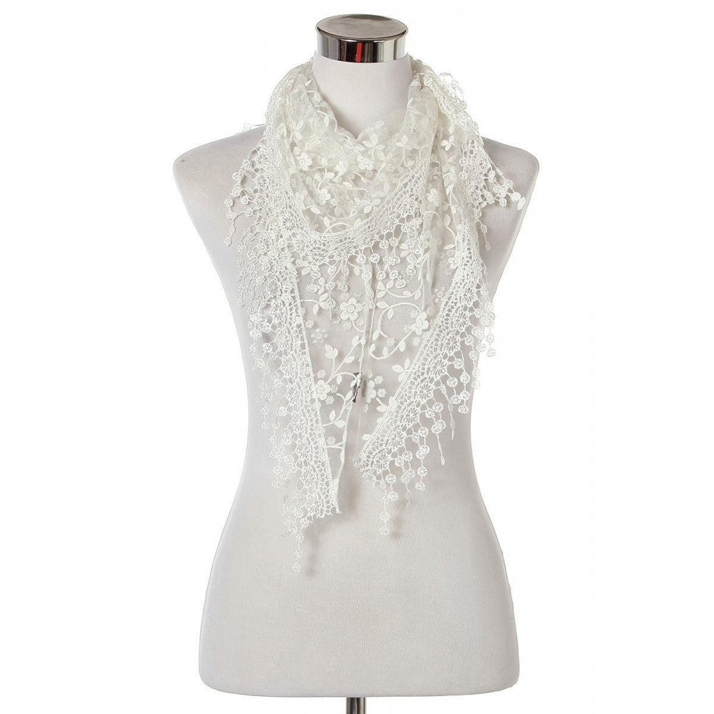 Bufanda-bufanda triangular con estampado de flores brillantes, 45 cm x 45 cm x 170 cm, blanco 3 