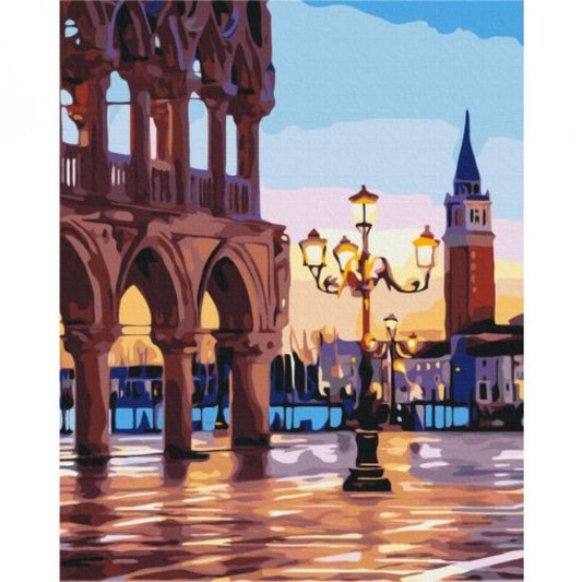 "Oscuridad en la plaza principal de Venecia" kit para pintar con números, 40x50 cm