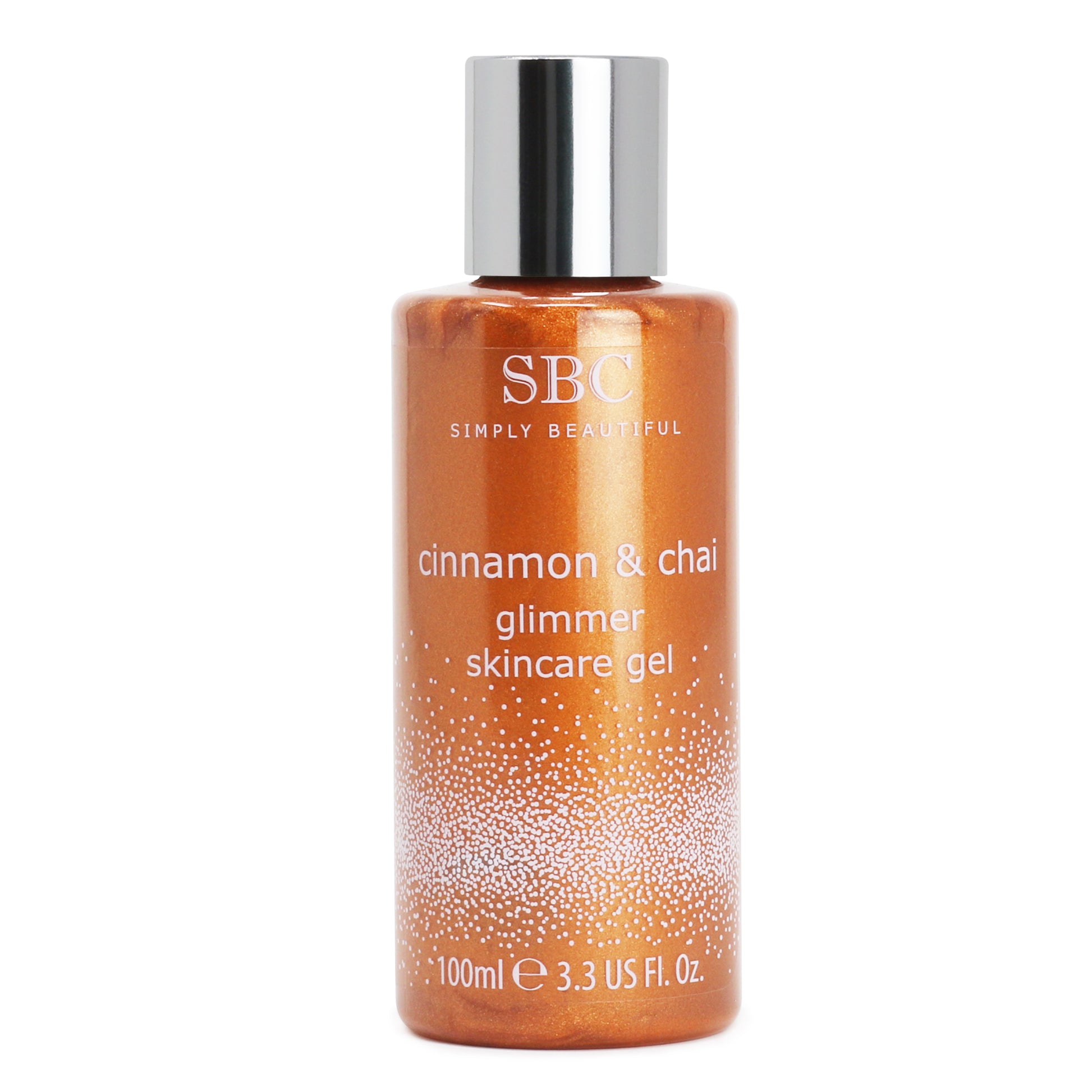 Gel para el cuidado de la piel Cinnamon & Chai Glimmer para rostro y cuerpo con efecto resplandeciente, 100 ml 1 