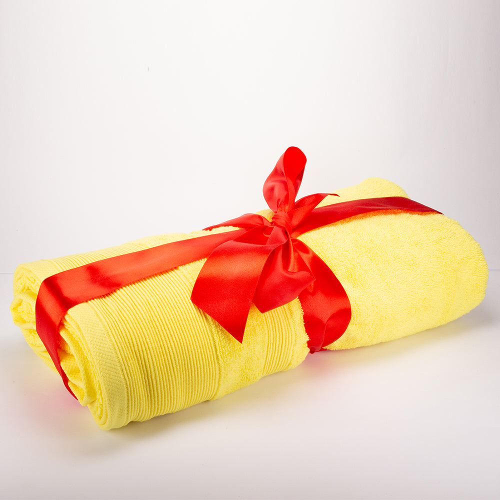 3+3+1 Regalo Juego de 3 piezas de Toallas 100% Microalgodón, 500 GSM, Amarillo 12 