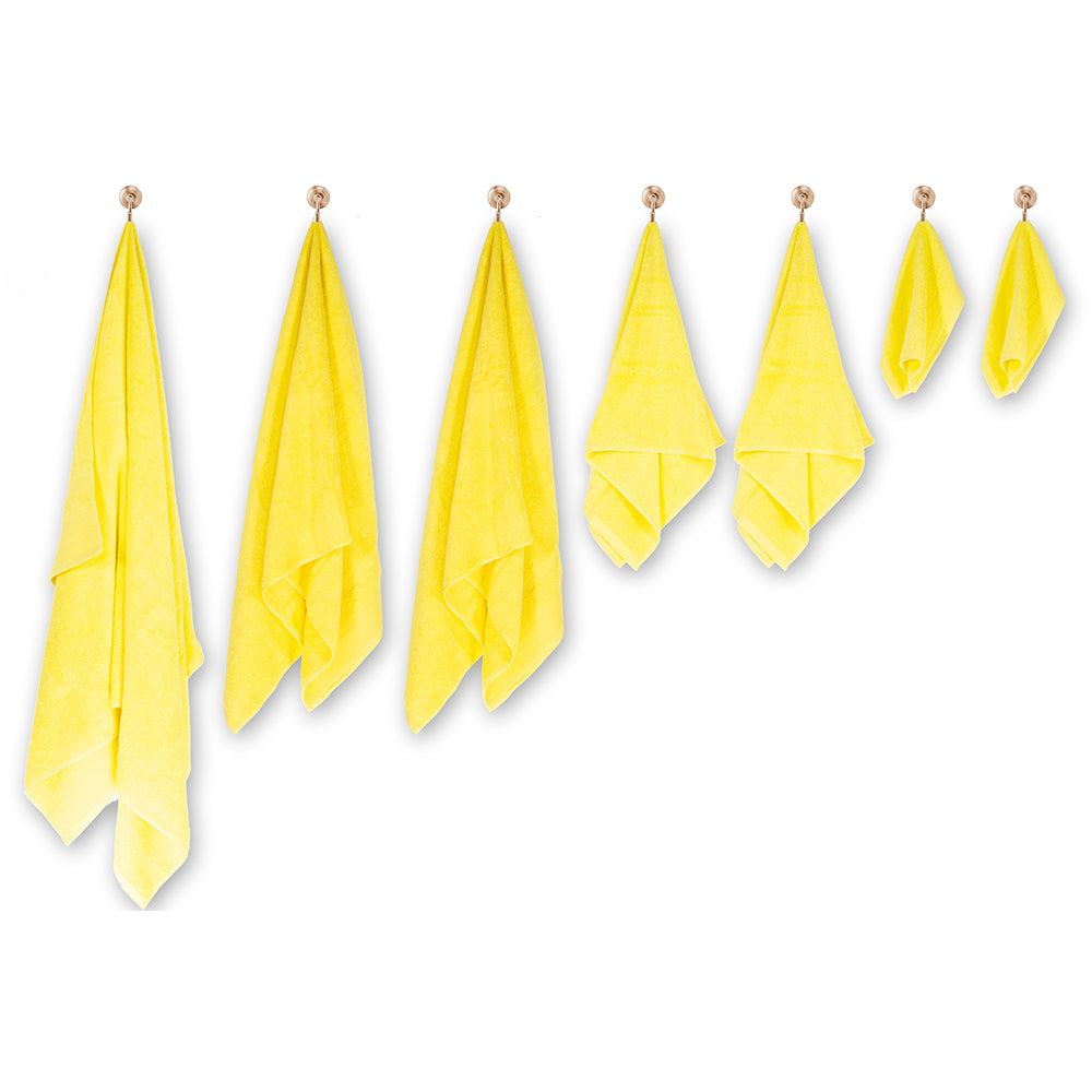 3+3+1 Regalo Juego de 3 piezas de Toallas 100% Microalgodón, 500 GSM, Amarillo 11 