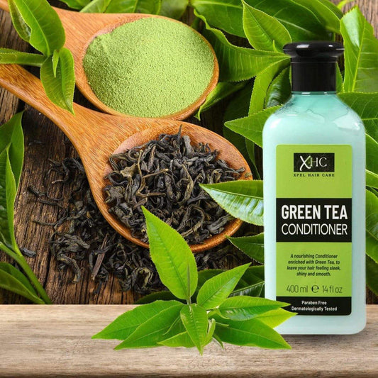 XHC Condicionador para el cabello con extracto de té verde contra la caída del cabello y la caspa, 400 ml