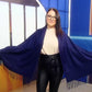 Bufanda de cachemira 100% pashmina auténtica 70 x 170 cm, azul marino