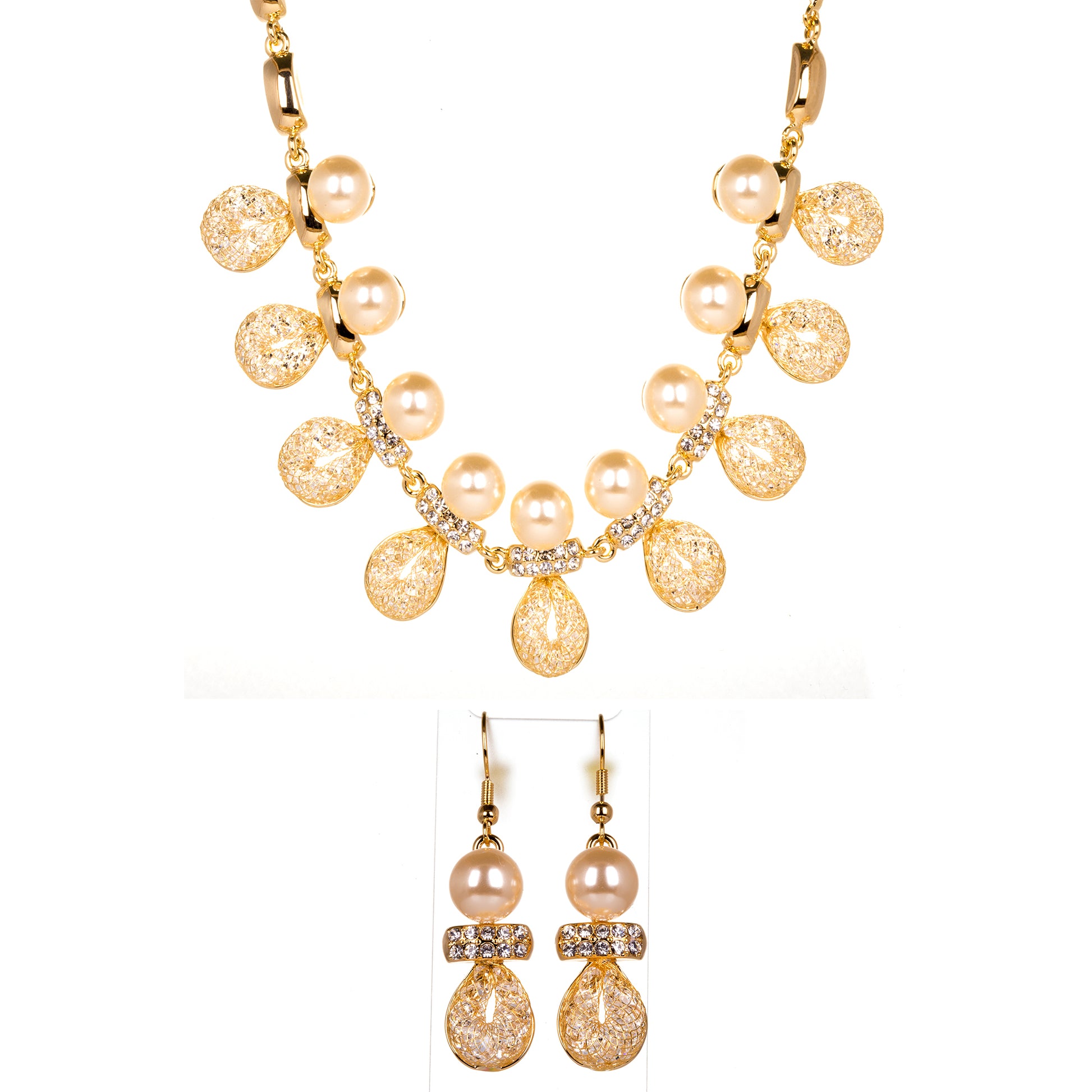 Conjunto de Aleación Bañado en Oro con Cristal Emporia® Blanco 1 