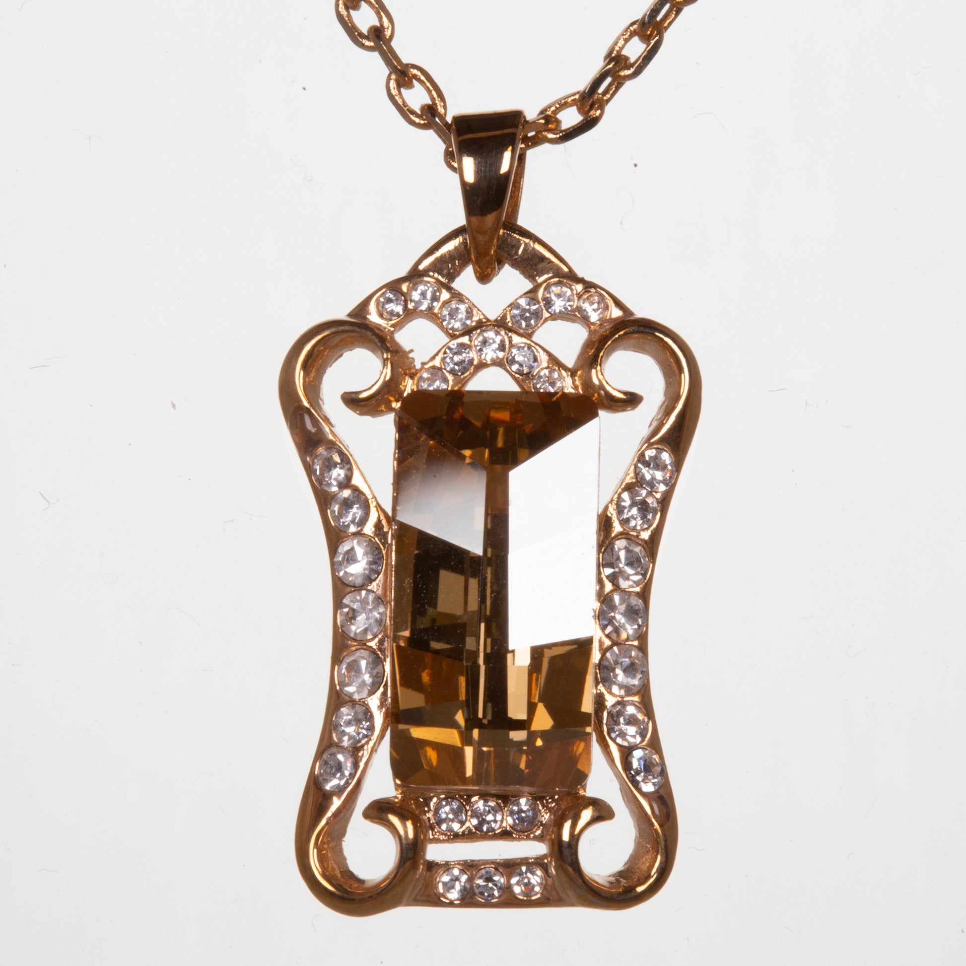 Conjunto de Aleación Bañado en Oro con Cristal Emporia® Champagne 3 