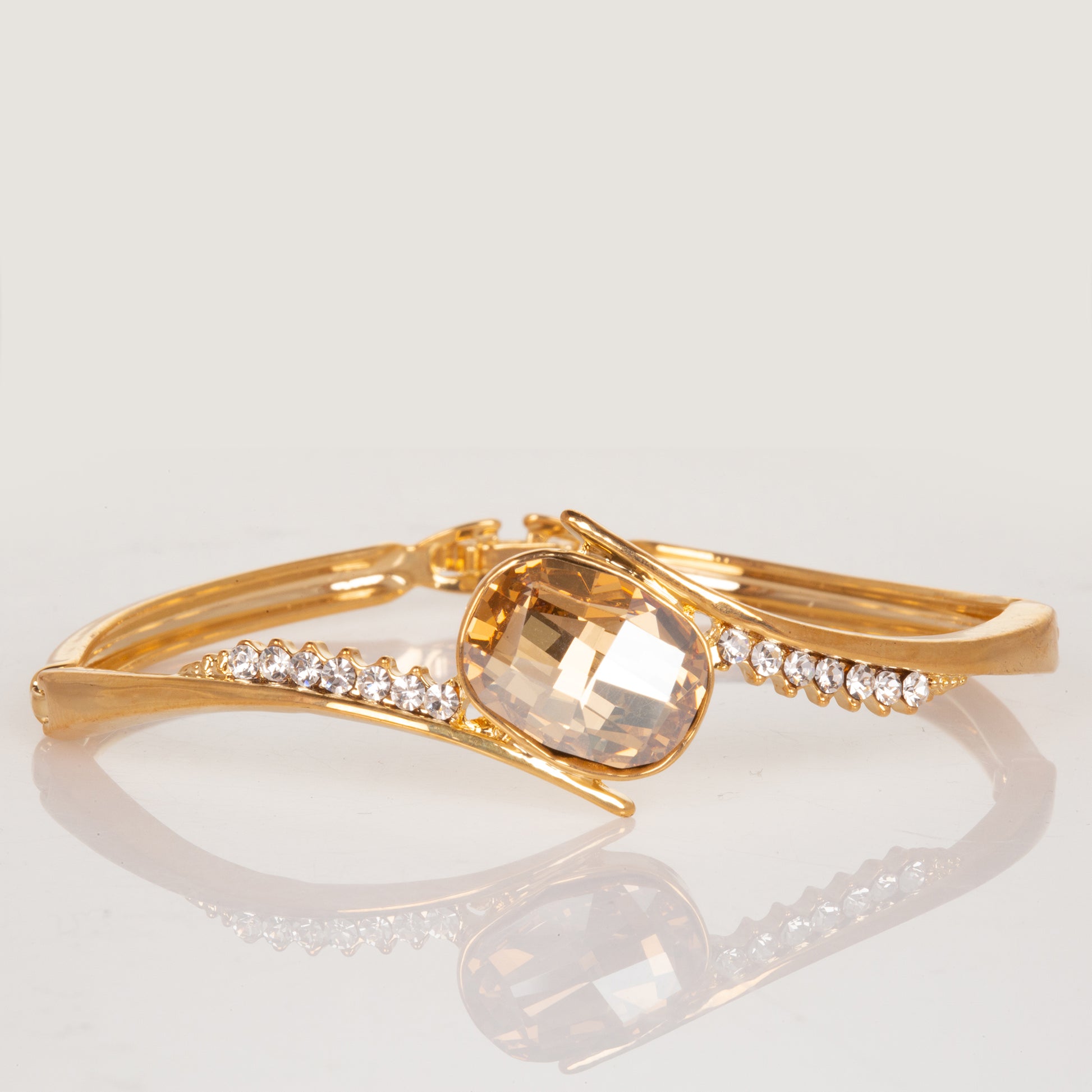 Conjunto de Aleación Bañado en Oro con Cristal Emporia® Champagne 6 