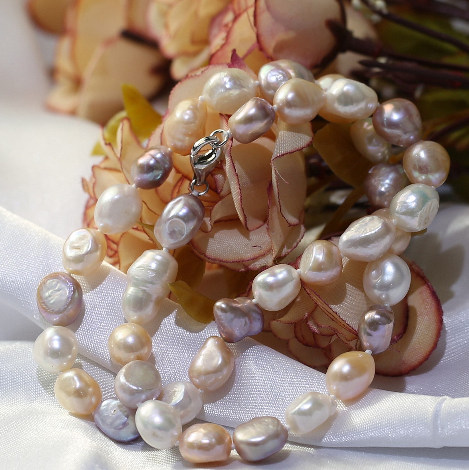 Conjunto de Plata con Perla de agua dulce multicolor barroca 4 