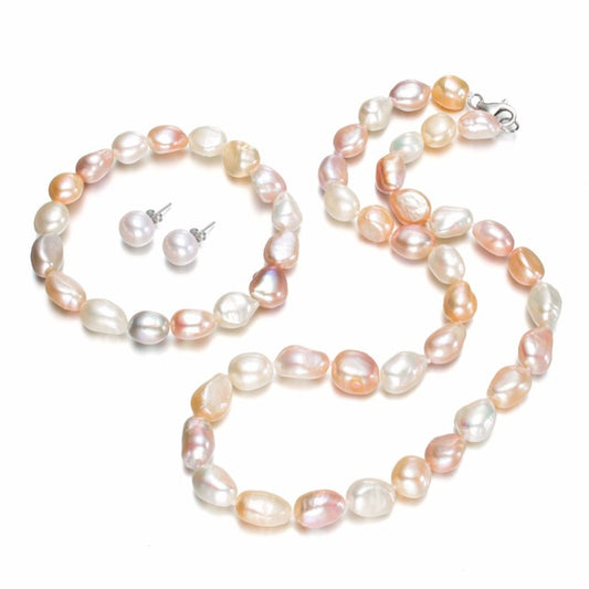 Conjunto de Plata con Perla de agua dulce multicolor barroca