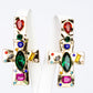 Conjunto de Aleación Bañado en Oro con Cristal Emporia® Rojo y Cristal Emporia® Azul ( Collar +Pendientes +Colgante )