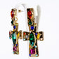 Conjunto de Aleación Bañado en Oro con Cristal Emporia® Rojo y Cristal Emporia® Azul ( Collar +Pendientes +Colgante )