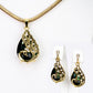 Conjunto de Aleación Bañado en Oro con Cristal Emporia® Verde y Cristal Emporia® Blanco ( Collar +Pendientes +Colgante )