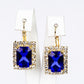 Conjunto de Aleación Bañado en Oro con Cristal Emporia® Azul y Cristal Emporia® Blanco ( Collar +Pendientes +Colgante )