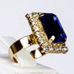 Conjunto de Aleación Bañado en Oro con Cristal Emporia® Azul y Cristal Emporia® Blanco ( Collar +Pendientes +Colgante )