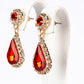 Conjunto de Aleación Bañado en Oro con Cristal Emporia® Rojo y Cristal Emporia® Blanco ( Collar +Pendientes )
