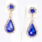 Conjunto de Aleación Bañado en Oro con Cristal Emporia® Azul y Cristal Emporia® Blanco ( Collar +Pendientes )