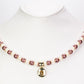 3 pieces Gold Plated Alloy Set with 6 mm Chocolate and White Pearls of Quartz Watch (20 cm), pendant necklace (44 cm) and earrings with White and Yellow Emporia Crystals, white dial
