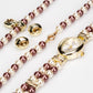 3 pieces Gold Plated Alloy Set with 6 mm Chocolate and White Pearls of Quartz Watch (20 cm), pendant necklace (44 cm) and earrings with White and Yellow Emporia Crystals, white dial