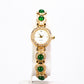 Conjunto de Aleación Bañado en Oro con Jadeíta verde del Río Marsden y Cristal Emporia® Blanco ( Pulsera )