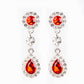 Conjunto de Aleación Bañado en Oro Blanco con Cristal Emporia® Rojo y Cristal Emporia® Blanco ( Collar +Pendientes )