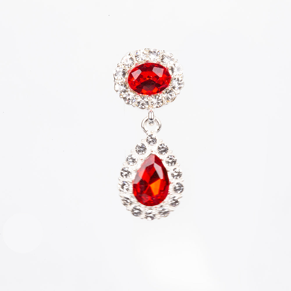 Conjunto de Aleación Bañado en Oro Blanco con Cristal Emporia® Rojo y Cristal Emporia® Blanco ( Collar +Pendientes ) 6 