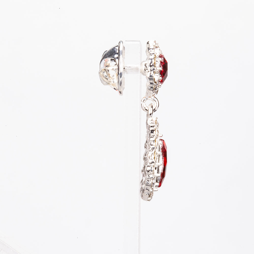 Conjunto de Aleación Bañado en Oro Blanco con Cristal Emporia® Rojo y Cristal Emporia® Blanco ( Collar +Pendientes ) 7 