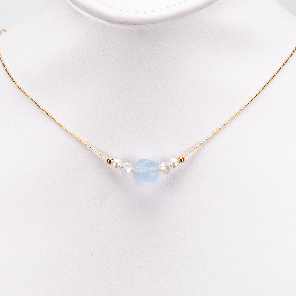 Conjunto de Aleación Bañado en Oro con Turmalina ( Collar +Pendientes +Pulsera ) 4 