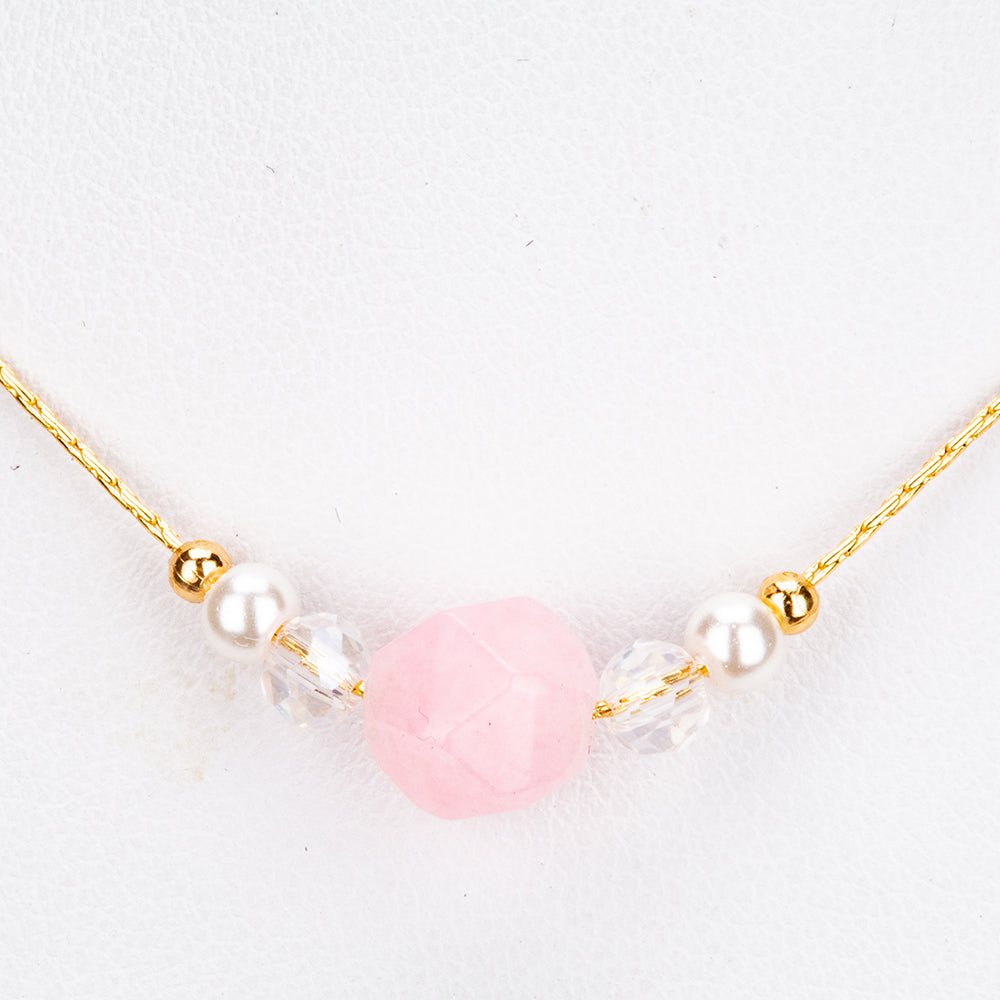 Conjunto de Aleación Bañado en Oro con Turmalina ( Collar +Pendientes +Pulsera ) 5 