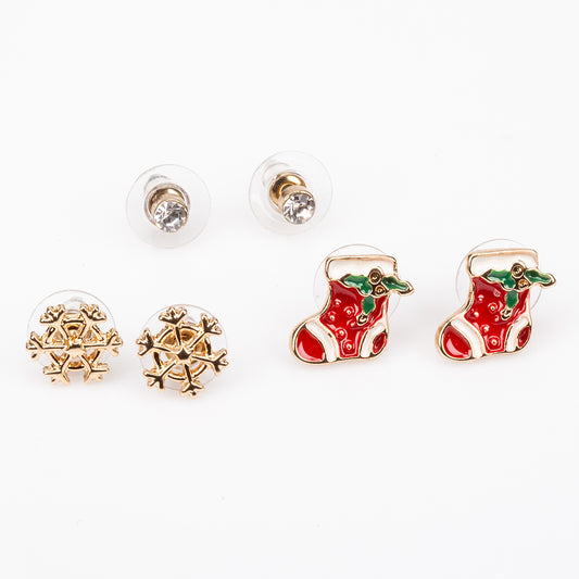 Conjunto de Aleación Bañado en Oro con Cristal Emporia® Rojo y Cristal Emporia® Blanco ( Pendientes )