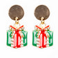Conjunto de Aleación Bañado en Oro con Cristal Emporia® Rojo y Cristal Emporia® Blanco ( Pendientes )