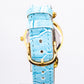 Juego de 3 relojes de pulsera para mujer con correas intercambiables en azul claro, azul oscuro y rosa con esfera dorada