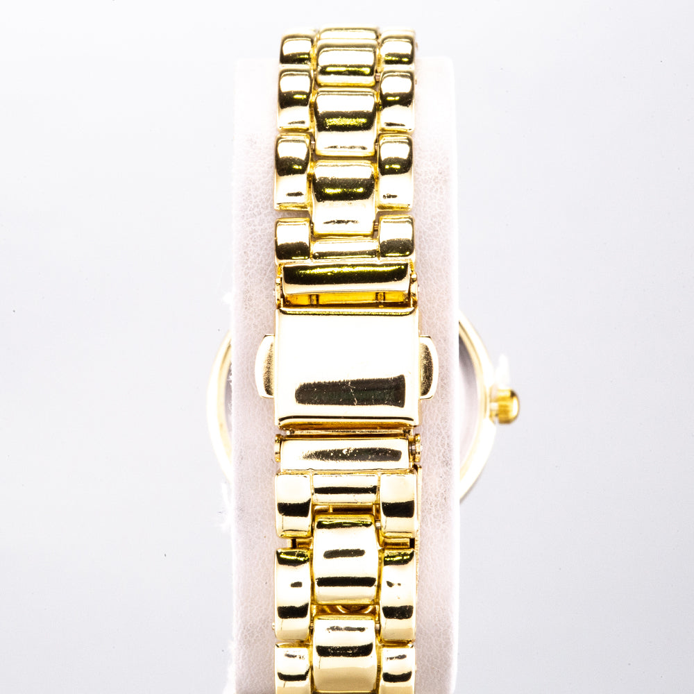 Reloj de Pulsera para Mujer con Cristal Emporia Blanco, Tono Dorado