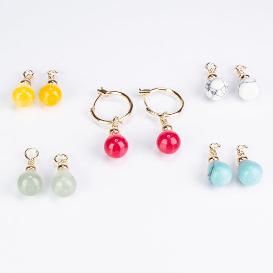 Conjunto de Aleación Bañado en Oro con Turquesa y Cornalina ( Pendientes )