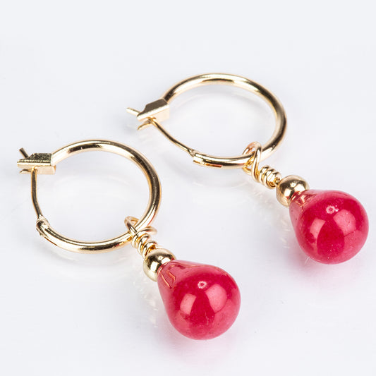 Conjunto de Aleación Bañado en Oro con Turquesa y Cornalina ( Pendientes )