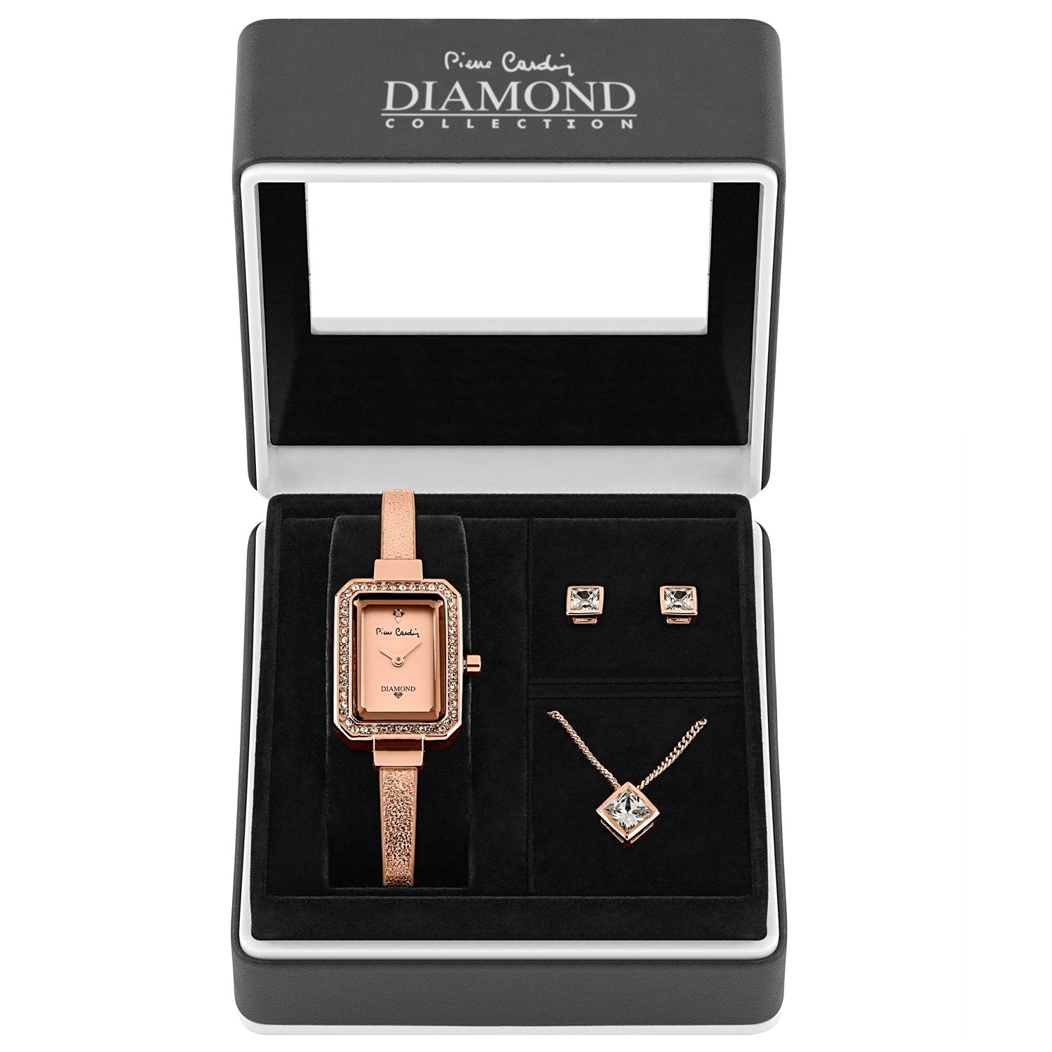 Conjunto de Aleación Bañado en Oro con Cristal Emporia® Blanco (Collar +Pendientes +Colgante ) 2 