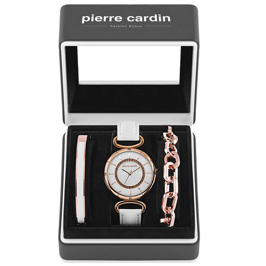 Reloj de Aleación Bañado en Oro con Esmalte y Cristal Emporia® Blanco