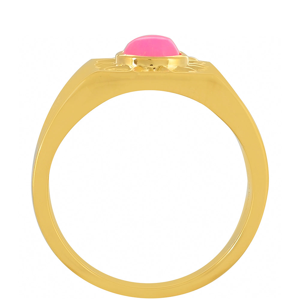 Anillo de Plata Bañada en Oro con Ópalo Rosa Neón de Etiopía 4 